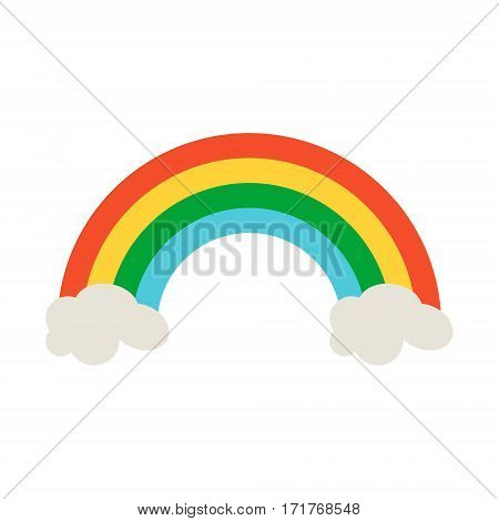 Rainbow Icon In Flat Style Design. Irish St. Patrick Day Symbol Of Luck. Lucky Element. Vector Illus