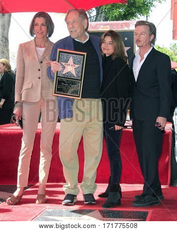 LOS ANGELES - FEB 14:  Wendie Mallick, George Segal, Laura San Giacomo, David Spade at the George Segal Star Ceremony at the Hollywood Walk of Fame on February 14, 2017 in Los Angeles, CA