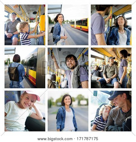 Passenger traffic in the city. Modern public transport is convenient for children and adults.