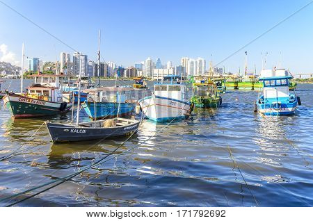 Vila Velha , Brazil - December 26Th , 2016 ;fishing  Boats  Storage Facility In Vila Velha On Prainh