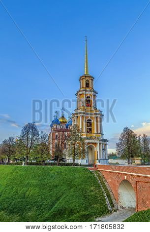 view of Ryazan Kremlin from embankment of Trubezh river Russia