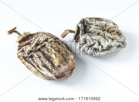Dried persimmon on a white background