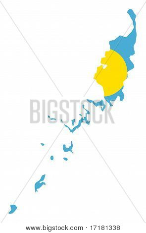 Palau-Inseln Flagge auf Karte