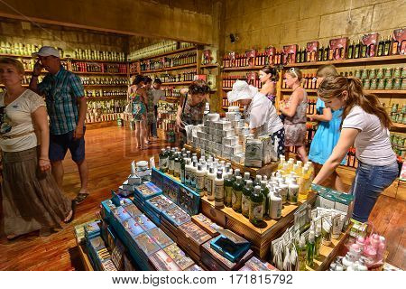 Kumluca, Turkey - June 20.2014. shop for the sale of the national food for tourists