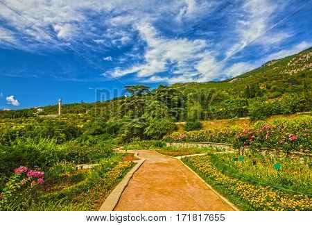 Botanical nature garden Nikitsky, Yalta, Crimea, Russia.