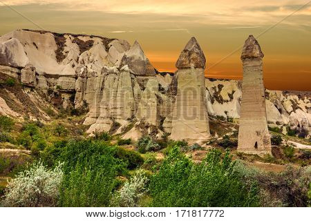 Turkey, Cappadocia landscape, Goreme national park view