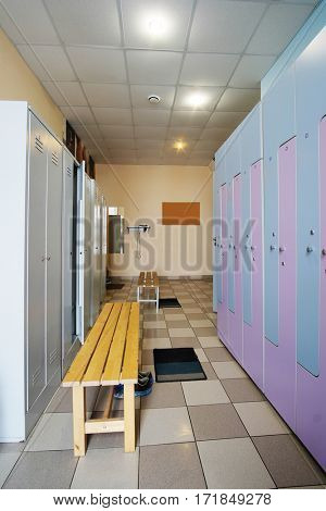 Checkroom in a fitness, swimming pool or so on
