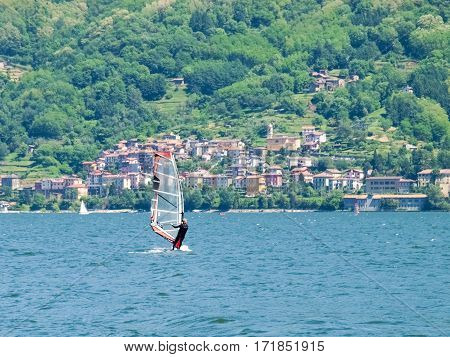 Kitesurfing Action At The Lake