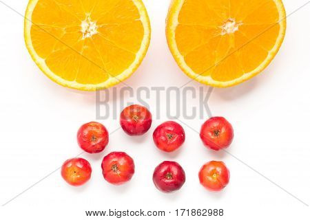Brazilian Acerola Cherry And Orange Fruit