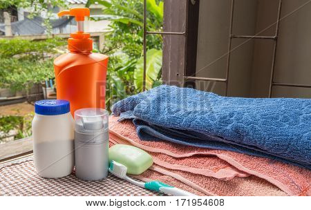 Bath Soap, A Towel And Cosmetics
