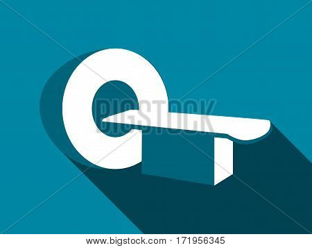 Tomography Icon With Long Shadow. Magnetic Resonance Imaging. Vector Illustration