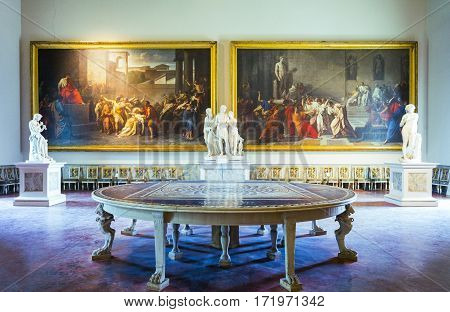 Naples Italy - June 18 2016: The Roman Empire hall of the Capodimonte royal palace