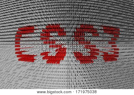 css3 in the form of binary code, 3D illustration
