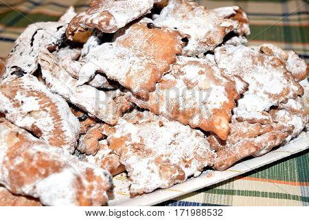 Ciacchiere are a typical Italian sweets usually prepared during the period of Carnival