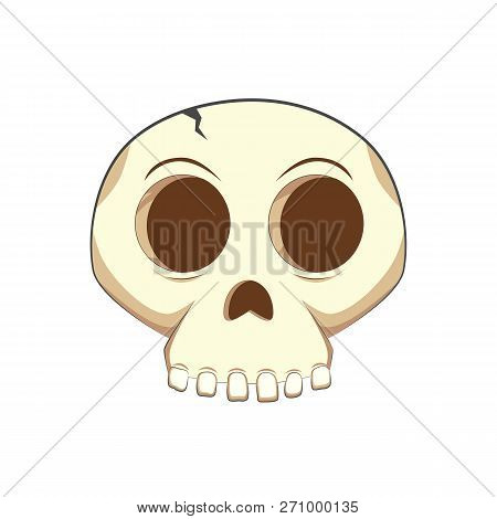 Funny Skull With Detail On White Background. Vector Cartoon Illustration.