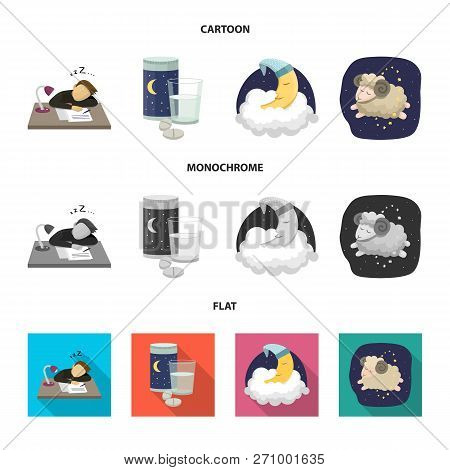Vector Design Of Dreams And Night Sign. Set Of Dreams And Bedroom Vector Icon For Stock.