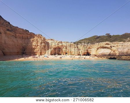 Hidden Beach Close To Benagil, Algarve, Portugal.