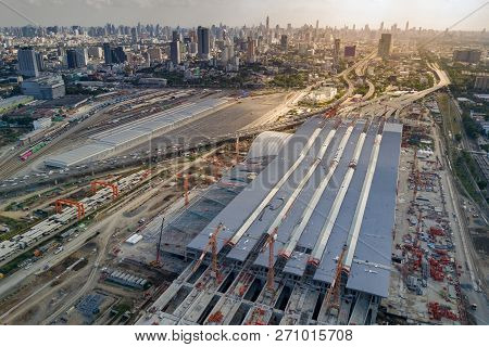Bangkok, Thailand - November 11, 2018 : Aerial View Of Bang Sue Central Station, The New Railway Hub