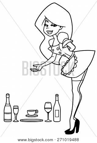 Pretty Maid In 2 Versions, Serving Drinks On A Salver Or Presenting Your Product. You Can Put The Pr