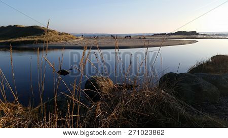 Zen Scenery Of Calm Water Beside Busand Beach In Norway.
