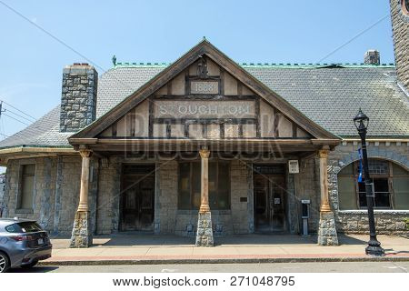 Stoughton, Ma, Usa - Jun. 13, 2017: Stoughton Railway Station Was Built In 1888 At Wyman Street, Sto