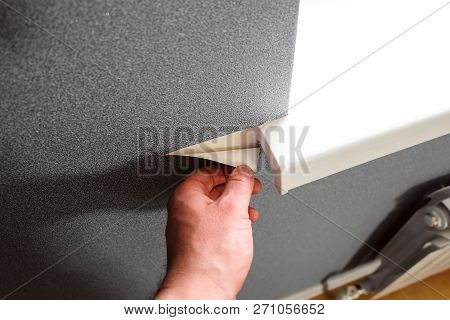 Gray Wallpapering Near Bright Window Openings In Apartment. Renovation In Home.