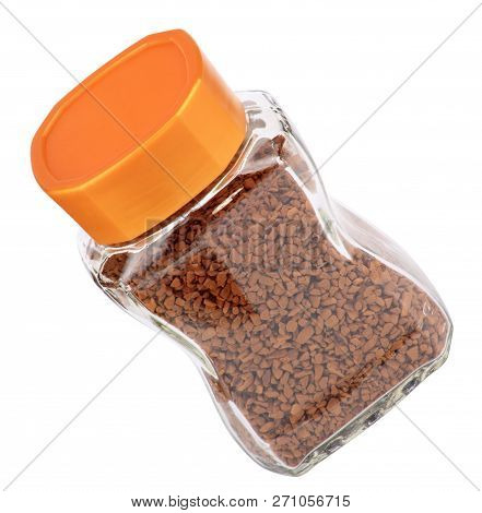 Jar Of Instant Coffee Isolated At Dry Sunny Summer Day