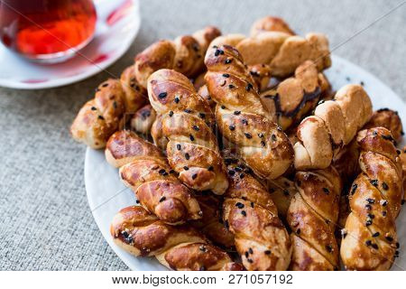 Turkish Salted Cookies With Tea / Burgu Kurabiye