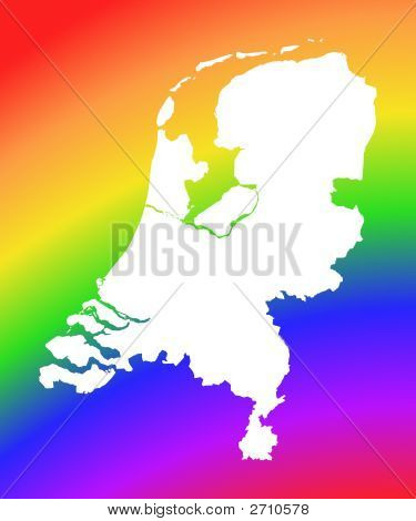 Holland kort på regnbue baggrund