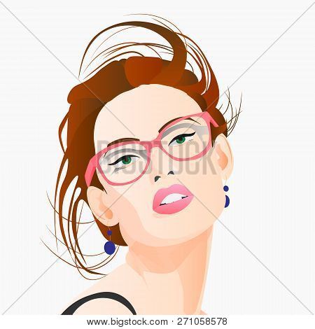 Beautiful Woman With Glasses. Vector Illustration Eps 10