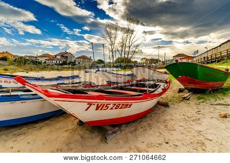 Colorful Boat On A Beach In Vigo - Galicia - Spain