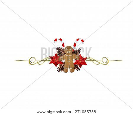 Holiday Gingerbread Man Cookie. Cookie In Shape Of Man With Colored Icing. Vector Illustration
