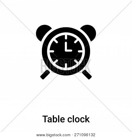Table Clock Icon In Trendy Design Style. Table Clock Icon Isolated On White Background. Table Clock 