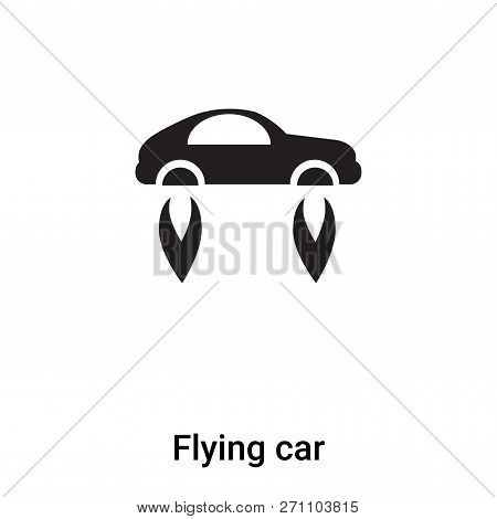 Flying Car Icon In Trendy Design Style. Flying Car Icon Isolated On White Background. Flying Car Vec