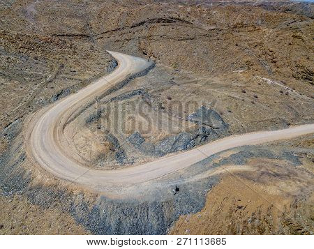 The National Route C14 In The Rock Mountain Near Kuiseb River Of Namibia.