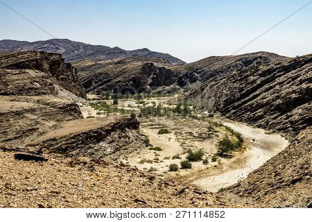 The Kuiseb River In Rock Mountain Near National Road C14 In Namibia.