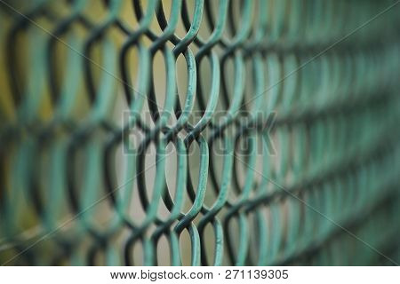 Iron Wire Fence Metal Texture Close Up