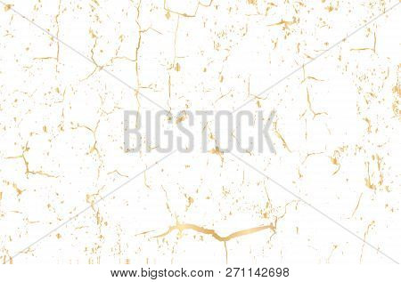 Vector Grunge Gold Texture Isolated On Black. Patina Scratch Golden Background.