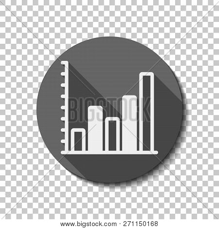Finance Grapgic, Grow. Flat Icon, Long Shadow, Circle, Transparent Grid. Badge Or Sticker Style