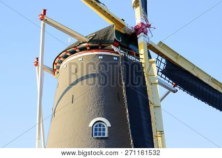 Old Windmill In Arnhem, The Netherlands, Located In Corner Klarendal. The Windmill Is Named The Kroo