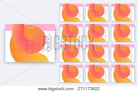 Simple Calendar 2019 Yesr, Stock Vector Design Eps10.