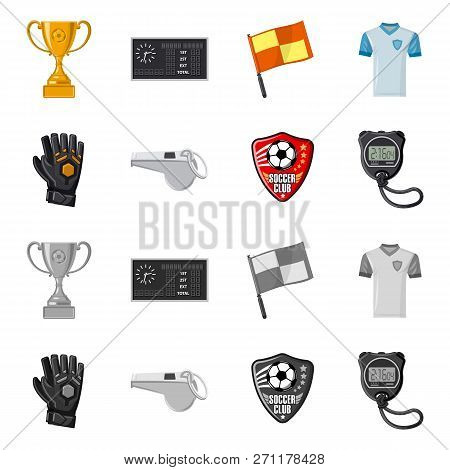 Vector Illustration Of Soccer And Gear Sign. Set Of Soccer And Tournament Stock Vector Illustration.