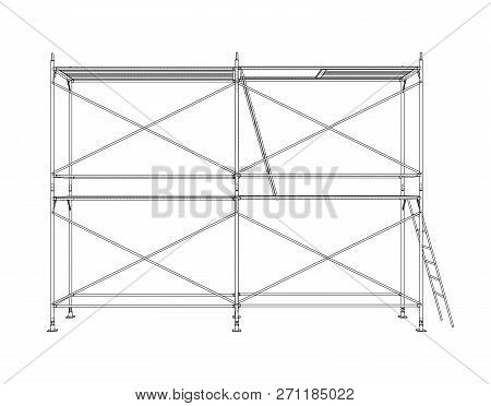 3d Outline Scaffold. Vector Rendering Of 3d. Wire-frame Style. The Layers Of Visible And Invisible L
