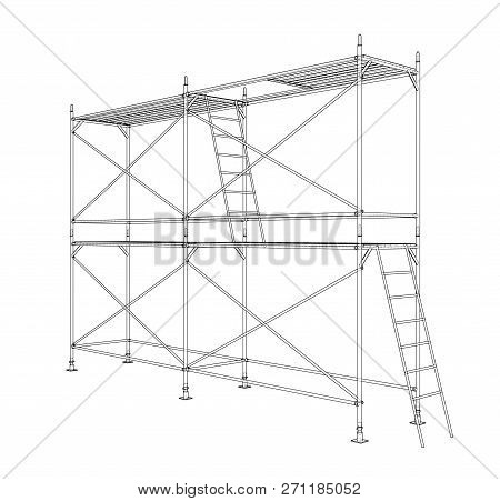 3d Outline Scaffold. Vector Rendering Of 3d. Wire-frame Style. The Layers Of Visible And Invisible L