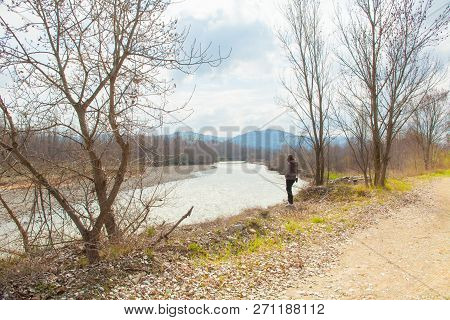 Valley Of Enza Italy April 7 2013 In Spring Along The Banks Of The River Enza The Vegetation Has Not