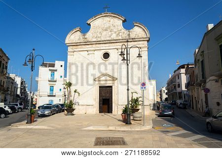 Polignano A Mare, Italy - July 6 2018: Church Chiesa Della Trinita On July 6, 2018 In Polignano A Ma