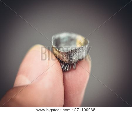 Small Object Printed On Metal 3d Printer Macro.