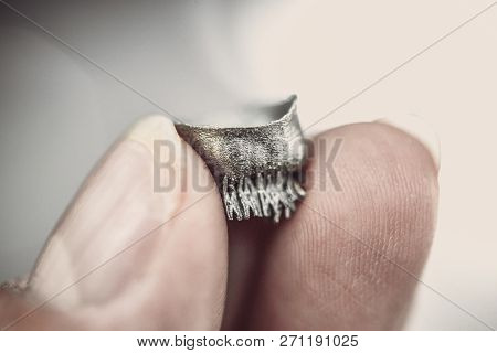 Small Object Printed On Metal 3d Printer Macro.
