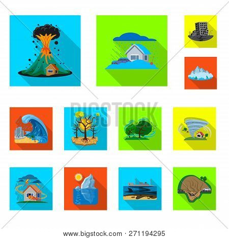 Vector Design Of Natural And Disaster Logo. Set Of Natural And Risk Stock Vector Illustration.