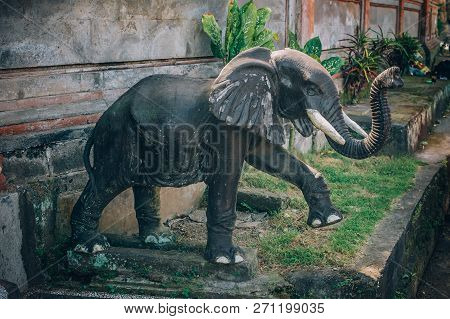 Closeup Portrait Of Hindu Buddhist Traditional Animal Sculpture. Bali, Indonesia
